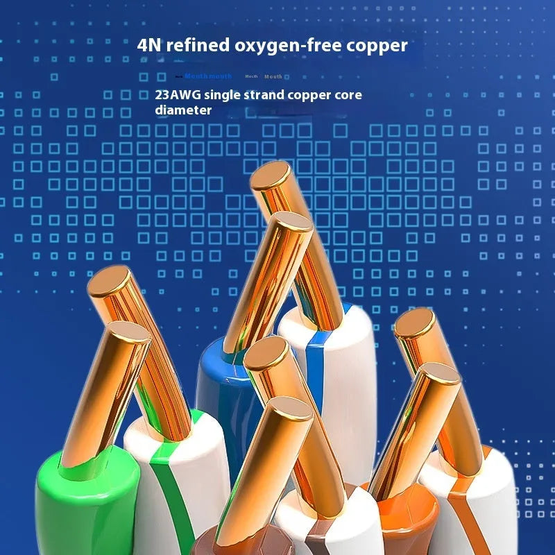 Blue and grey gigabit oxygen-free copper unshielded network cable roll