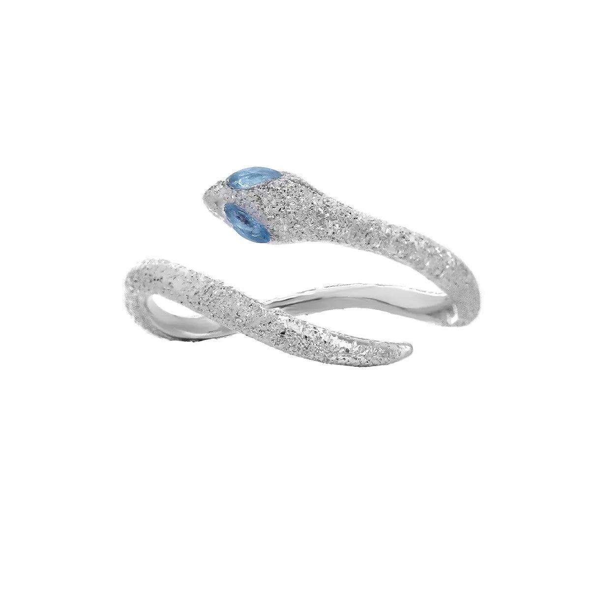Women's adjustable silver ring with snake design in electroplated platinum colour