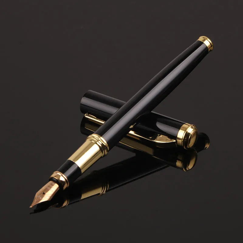 Red and black metal fountain pen with 0.5mm Yijin nib for office and student writing