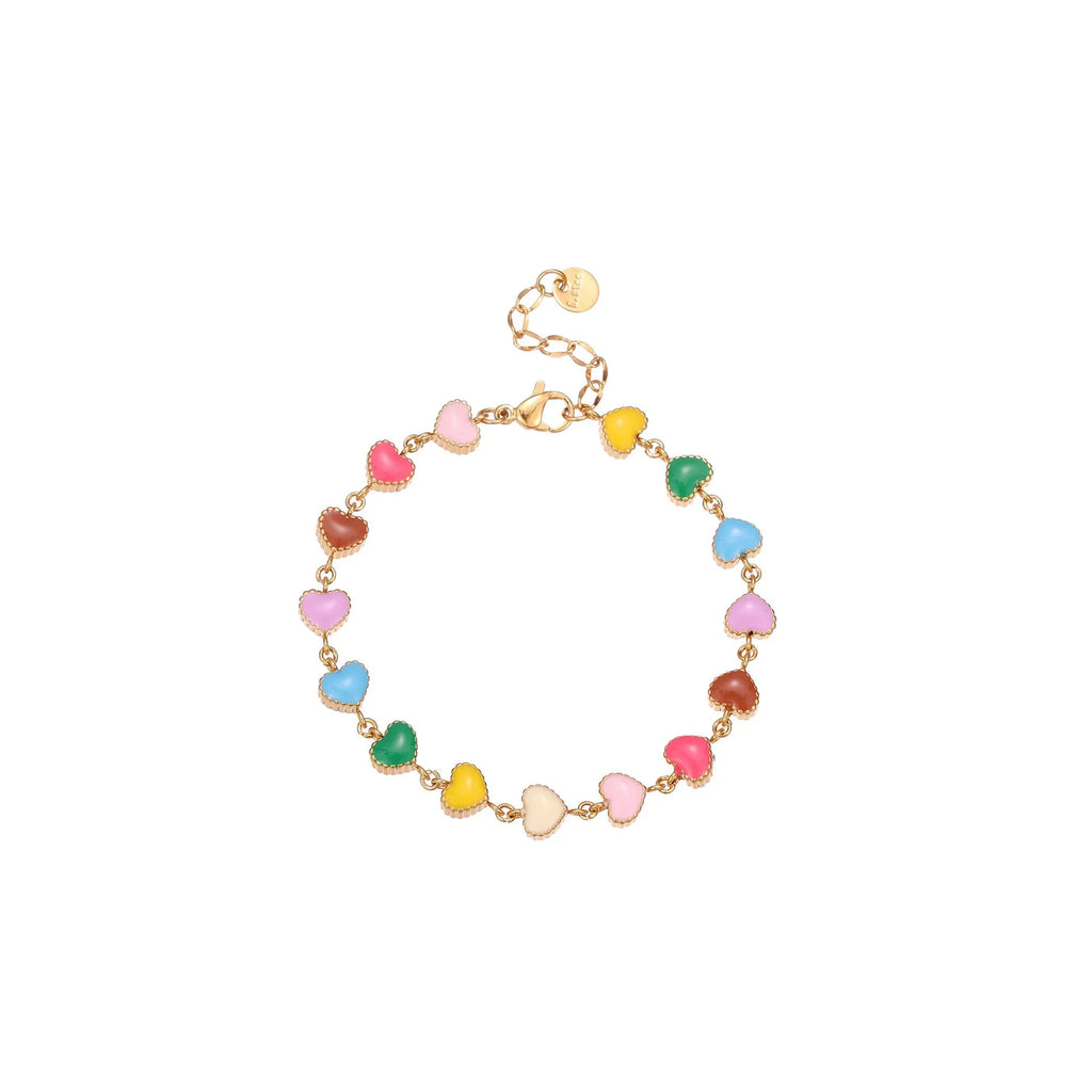 Love heart-shaped titanium steel women's bracelet with 18K electroplating in gold or steel colour