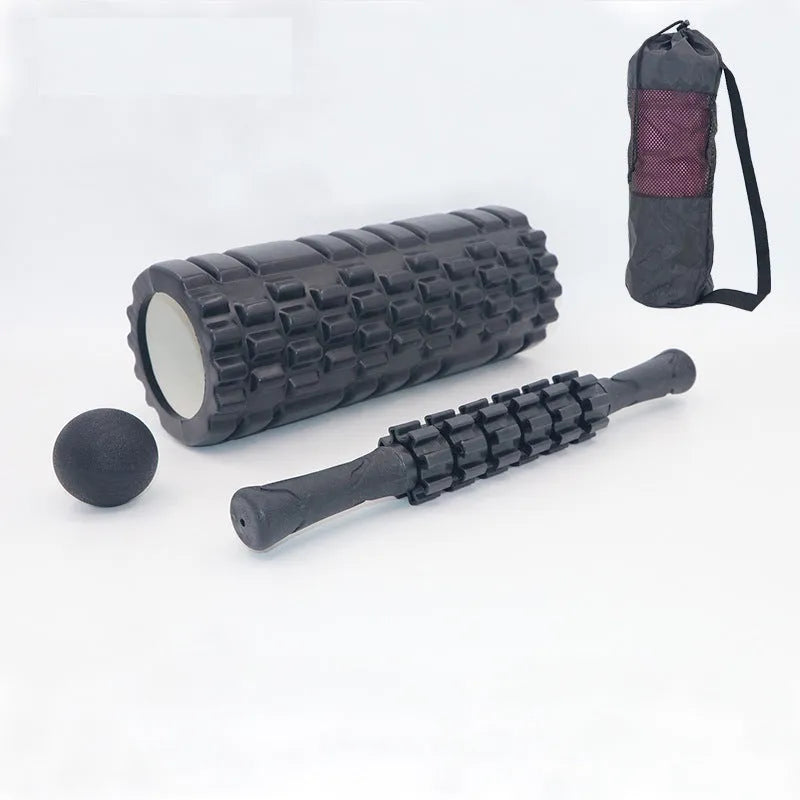 33cm black fitness foam roller massage stick with six segments
