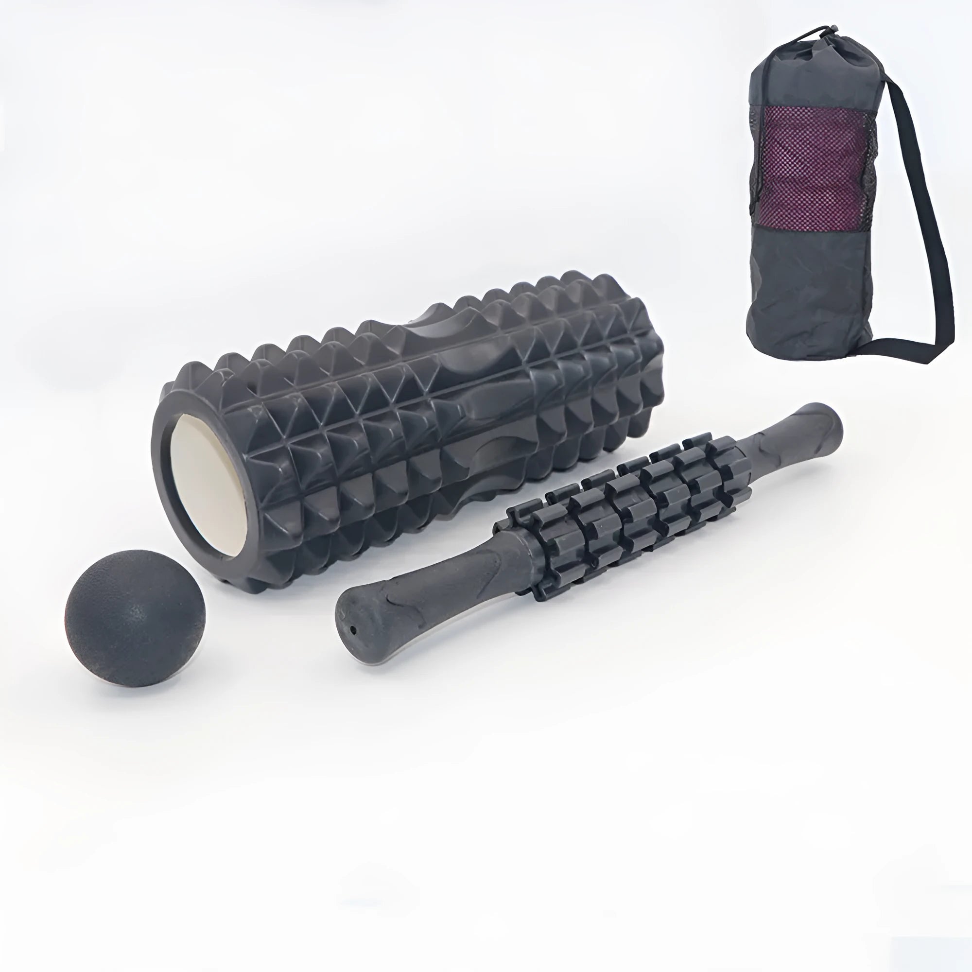 33cm black fitness foam roller massage stick with six segments