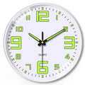 Modern 8 inch luminous wall clock with 20cm diameter plastic shell.