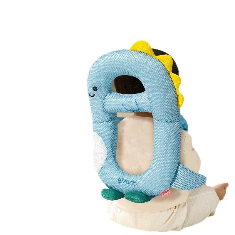 Cartoon dinosaur and bee themed anti-collision pillow for toddler fall protection.