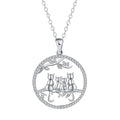 Women's four kitten necklace on copper cross chain with electroplated finish