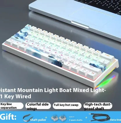 61-key compact mechanical keyboard with hot-swappable sockets and multiple switch options