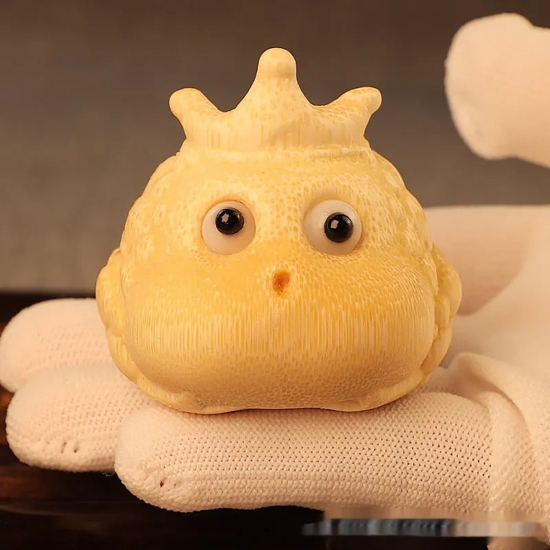Solid bamboo carving of the Crown Princess Toad, a cute style decorative ornament.