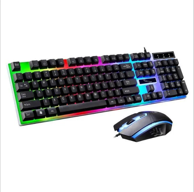 G21 wired keyboard and mouse set in black or white with suspended lighting and 1000dpi optical mouse.