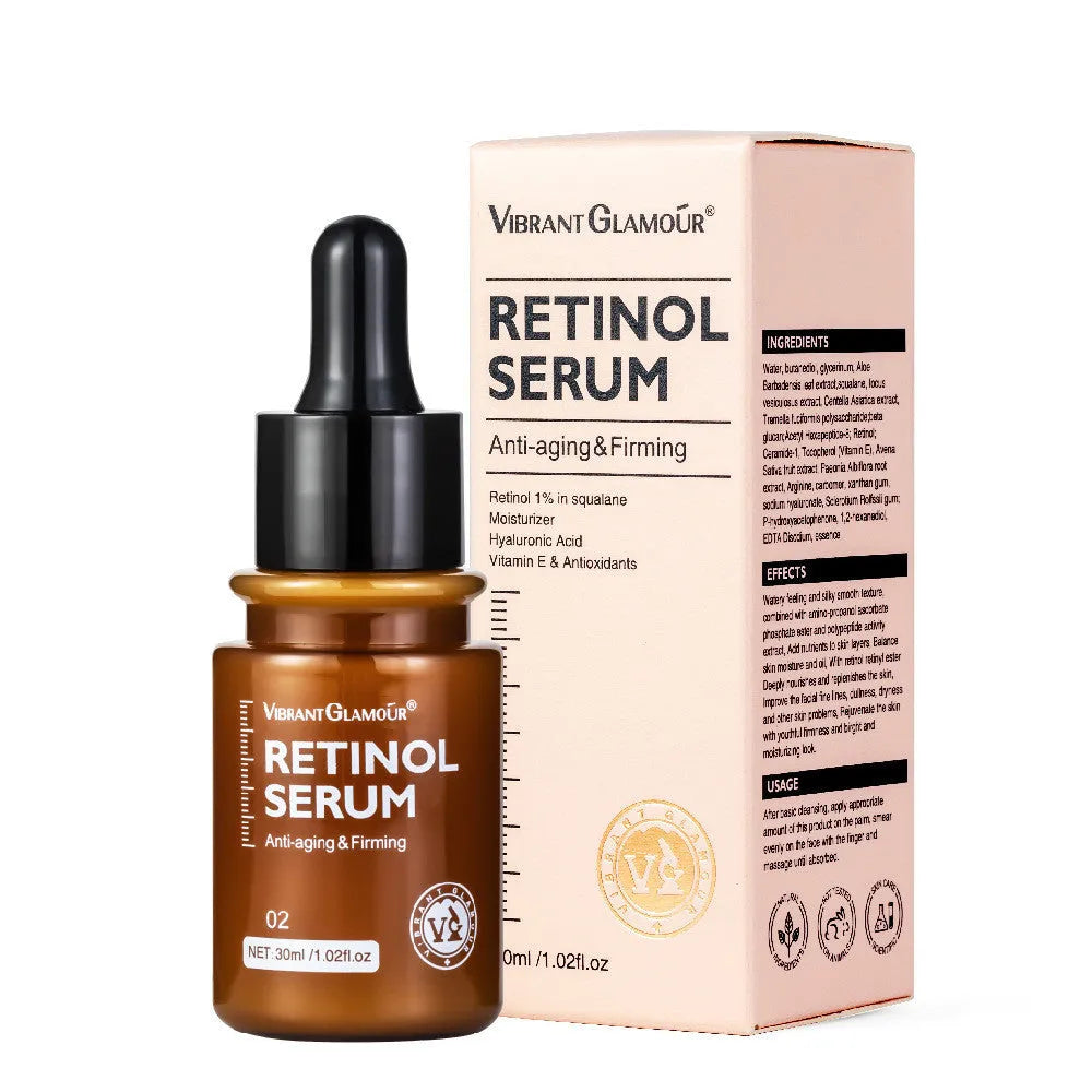 30ml bottle of retinol facial serum for reducing dry lines and fine lines