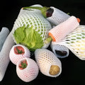 White foam fruit net cover shockproof protective case shown in multiple sizes for delicate fruit transport
