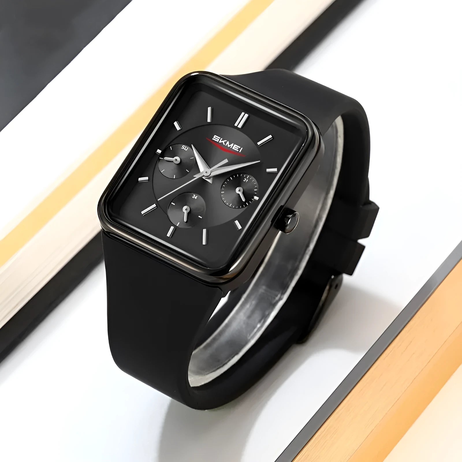 Square silicone waterproof digital watch for girls in multiple colour options showing 10.8mm thickness