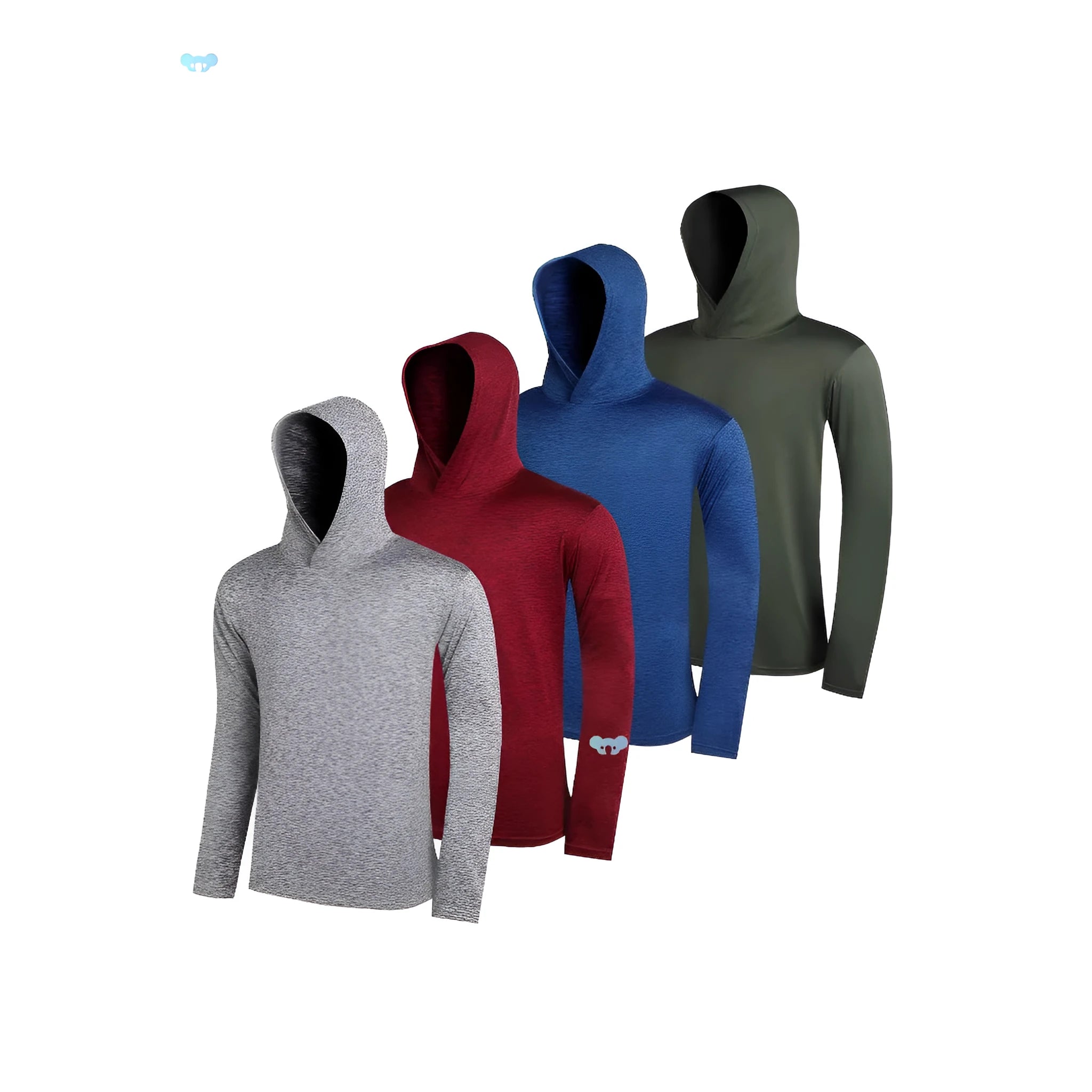 Men's lightweight hoodie multi-pack in stretch polyester fibre showing colour options and design variations