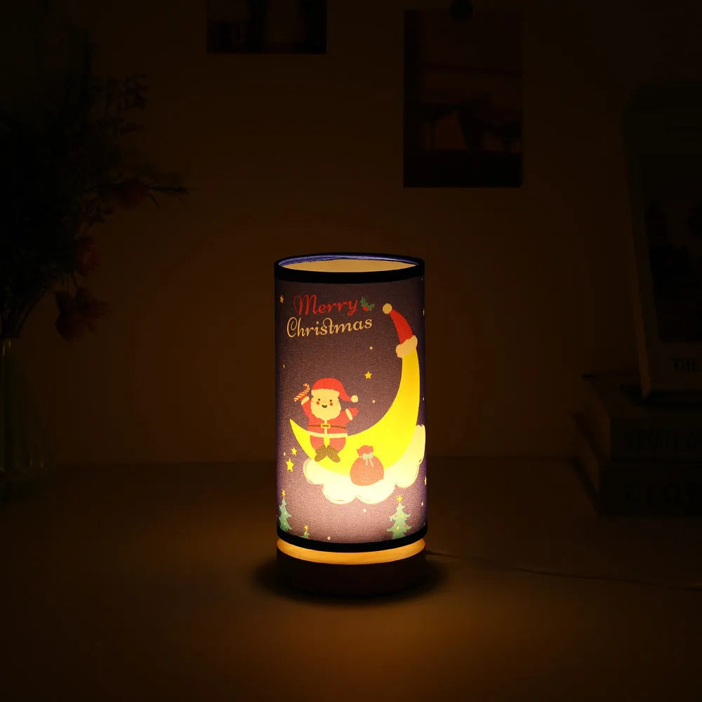 Moon Santa Claus LED night light with USB plug and bamboo holder