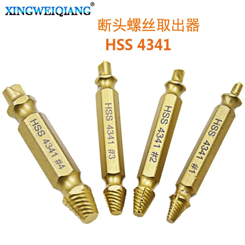 4341 high-speed steel screw extractor set for removing damaged fasteners