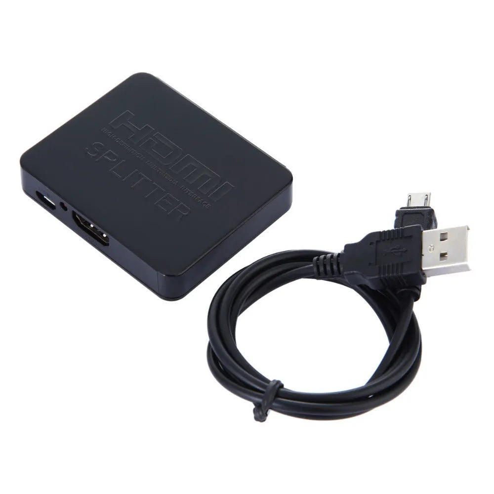 Black mini HDMI splitter 1 in 2 out with 1080p HDMI 1.4 HDCP support