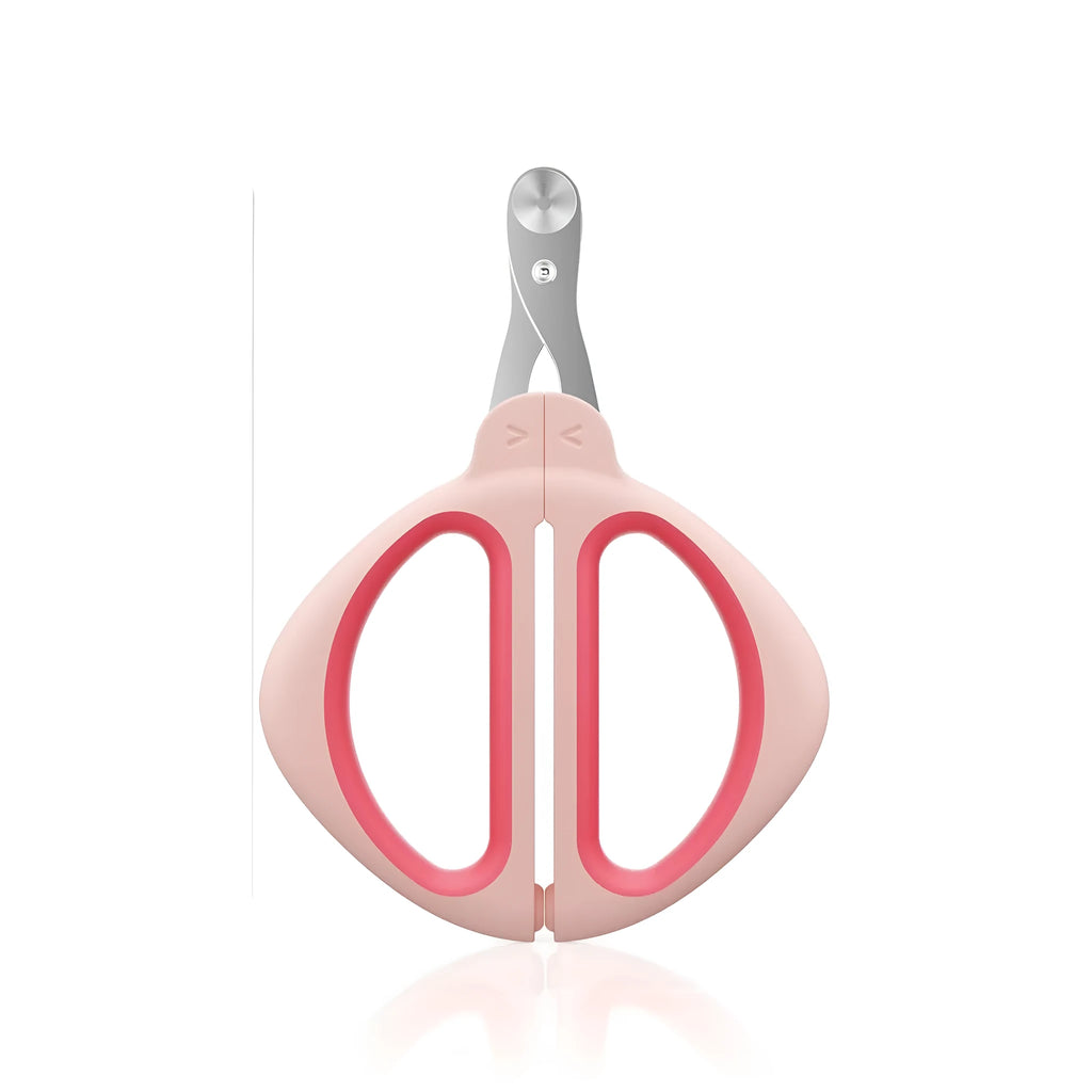 Blue cat nail clipper with a round positioning hole and stainless steel blade on a white background.