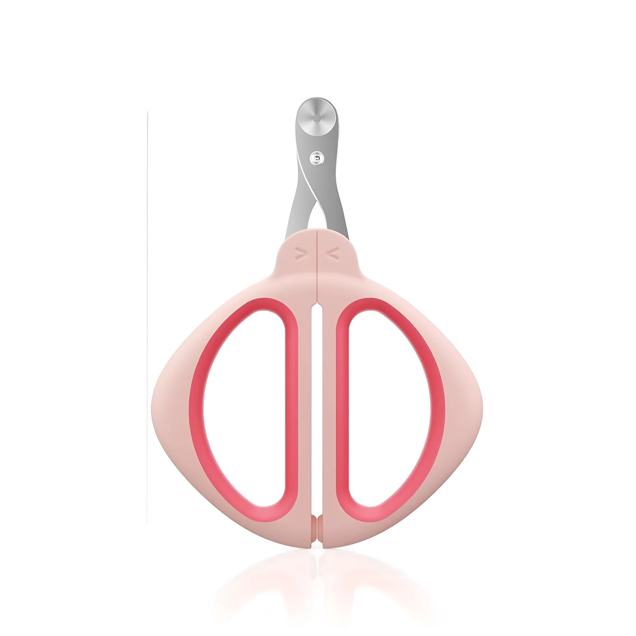 Blue cat nail clipper with a round positioning hole and stainless steel blade on a white background.