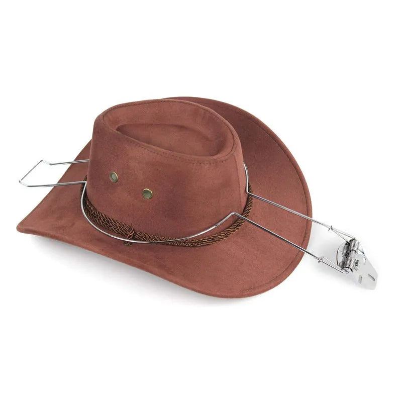 Brown car-shaped iron hat stand with a chrome-plated interior for coats and hats.