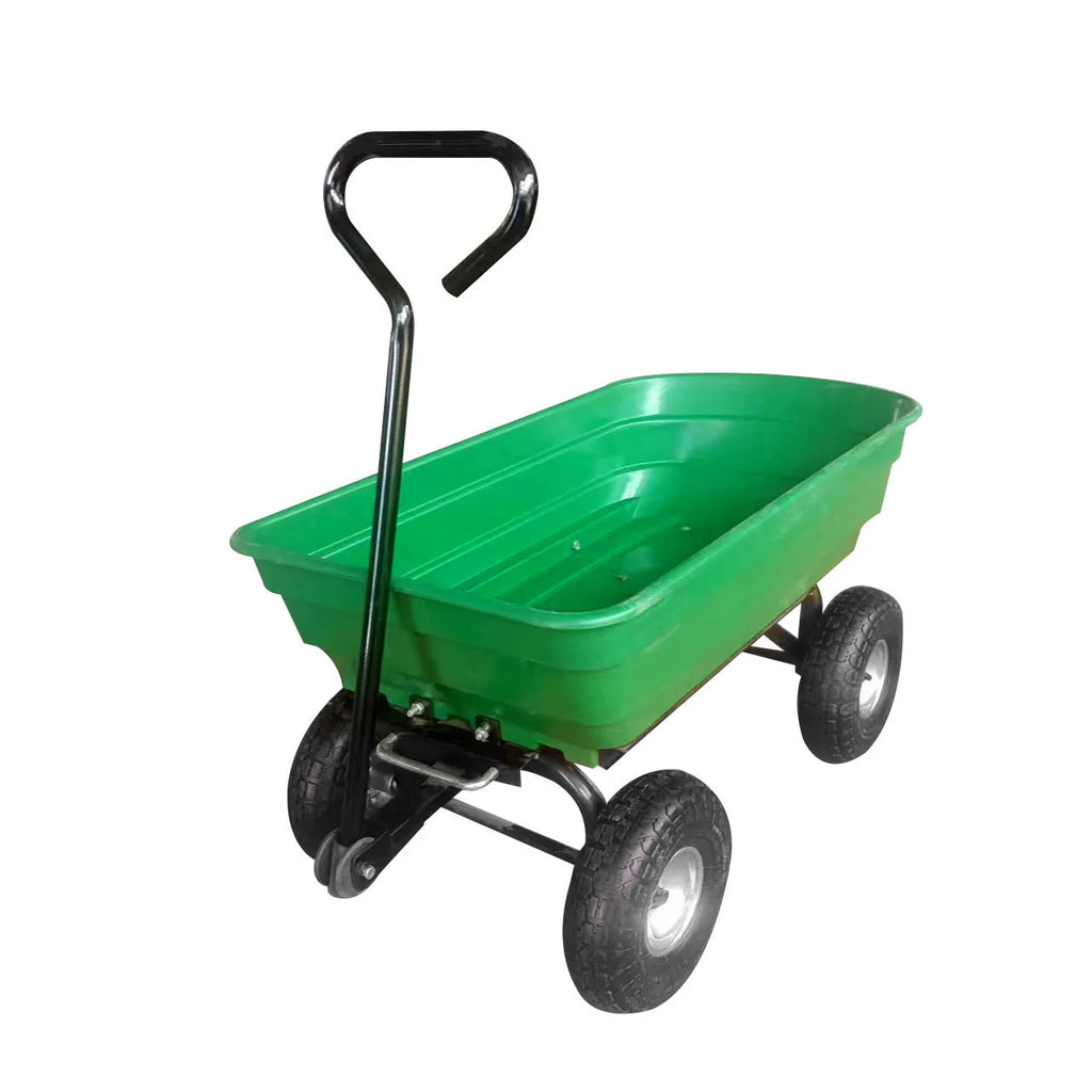 Green four-wheel plastic dumptruck with a large steel PP bed, TC2145 model.
