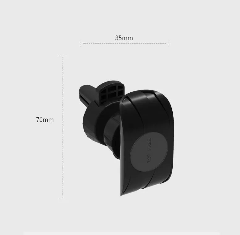 Glory black car phone holder mounted to car air vent with mobile device securely attached