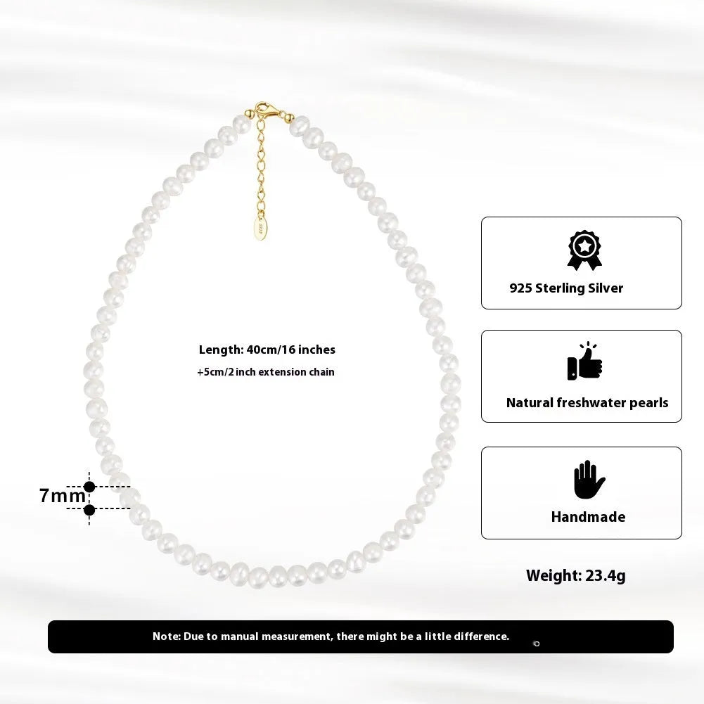 Women's adjustable sterling silver necklace with a single natural freshwater pearl.