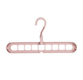 Plastic clothes hanger with storage hook and rotating handle in available colours