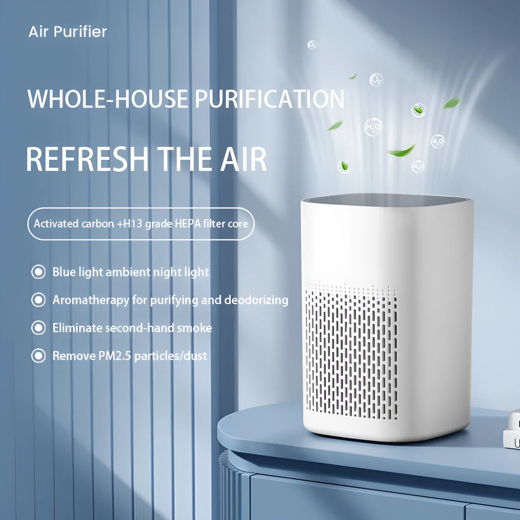 Simple style desktop air purifier with USB connection and heating function for small rooms