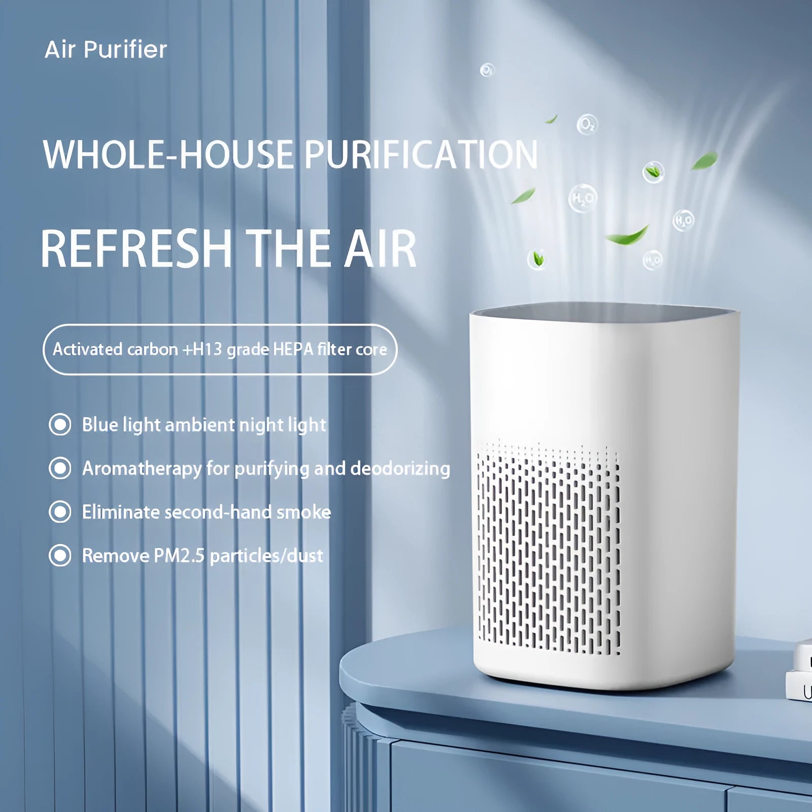 Simple style desktop air purifier with USB connection and heating function for small rooms