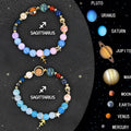 Natural stone beaded zodiac bracelet set showing all twelve astrological signs with two bracelets