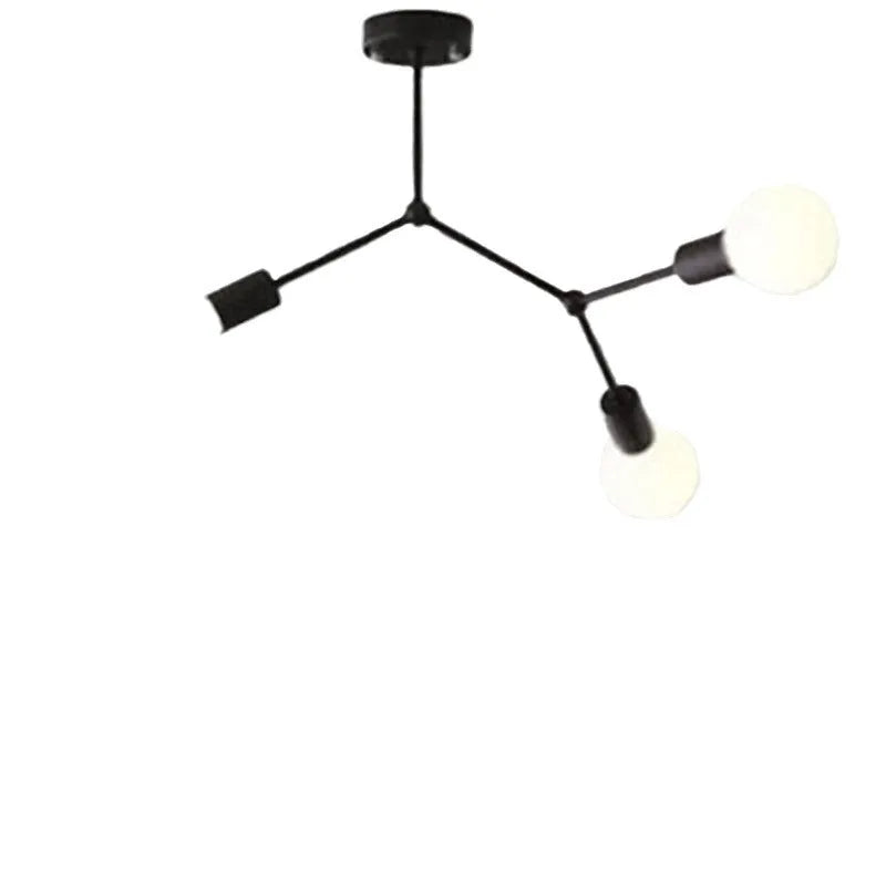 Iron Nordic style chandelier ceiling lamp in black or white with multiple light heads.