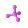 Three-legged blue silicone chew toy for puppies on a white background