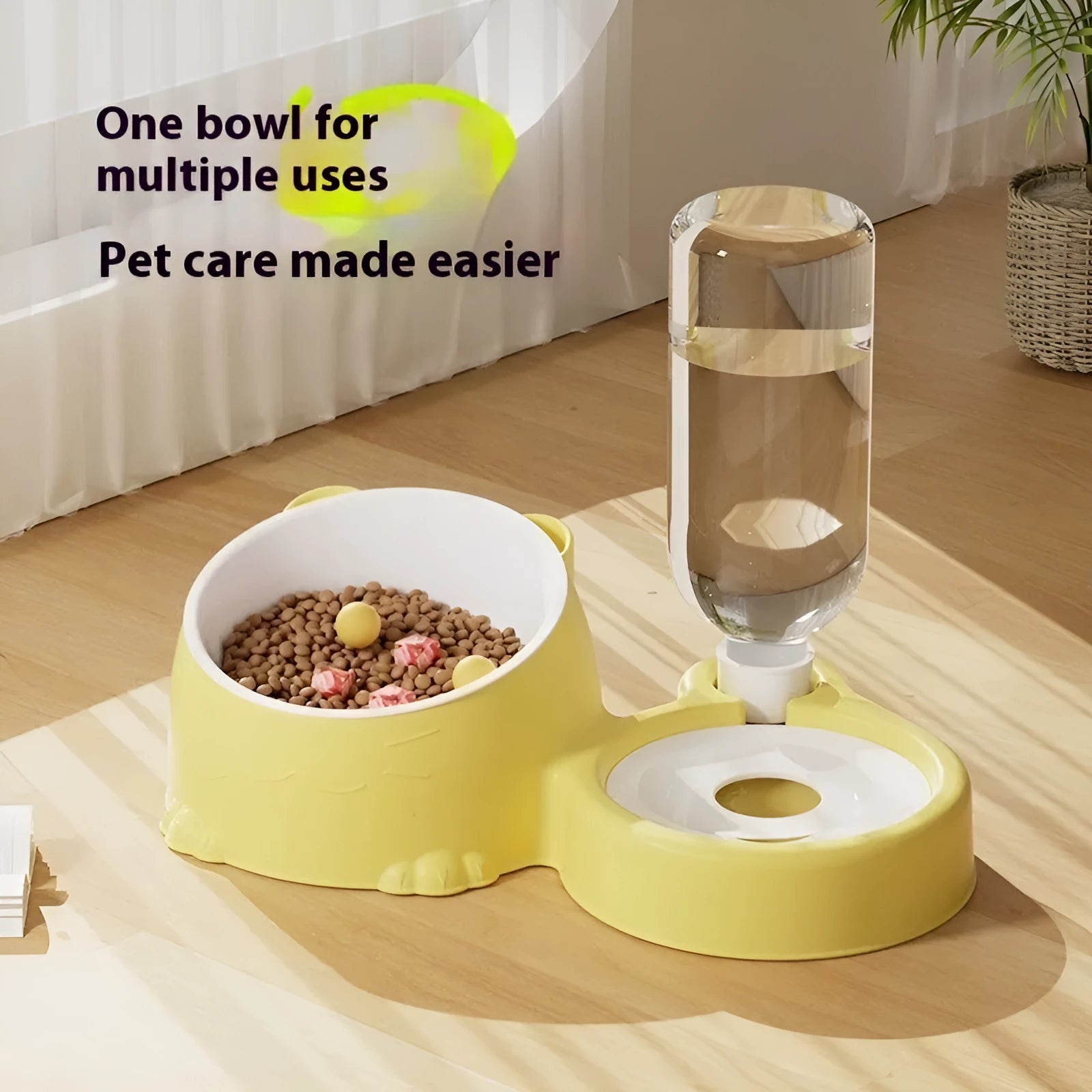Double bowl automatic drinking pet basin for cats in plastic construction with colour options