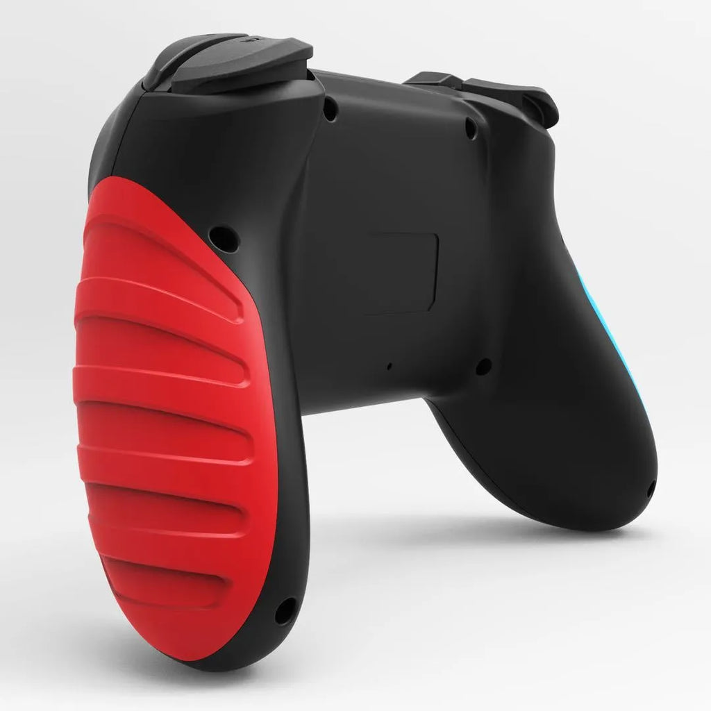 Red and blue wireless Bluetooth gamepad for Nintendo Switch and PC with ergonomic design