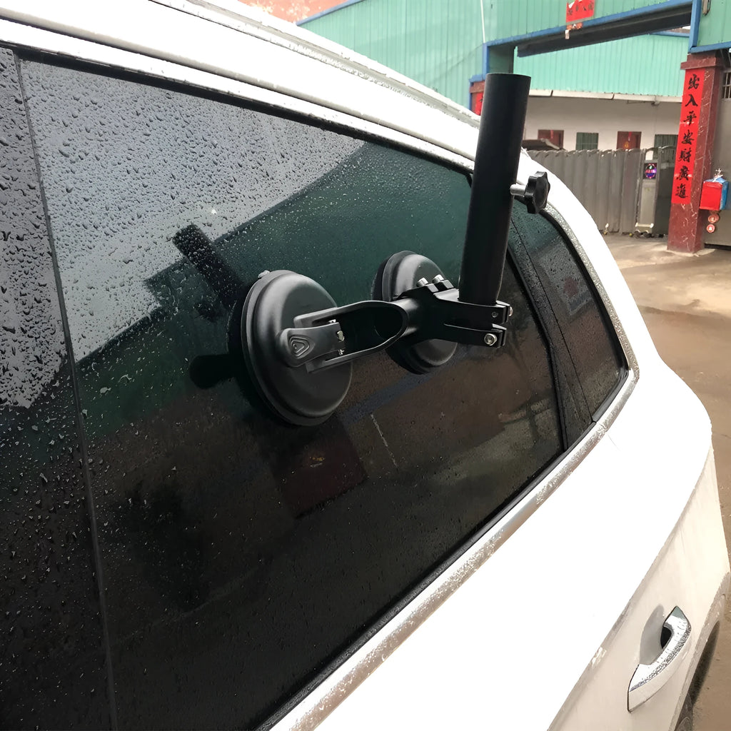 Black ABS car window suction mount with rubber base for flagpoles