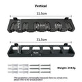 Black ABS plastic wall-mounted fishing rod display stand with horizontal and upright frame options