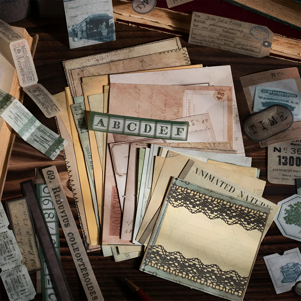 Retro double-layer notebook decorative card set with paper brick design in six colour options