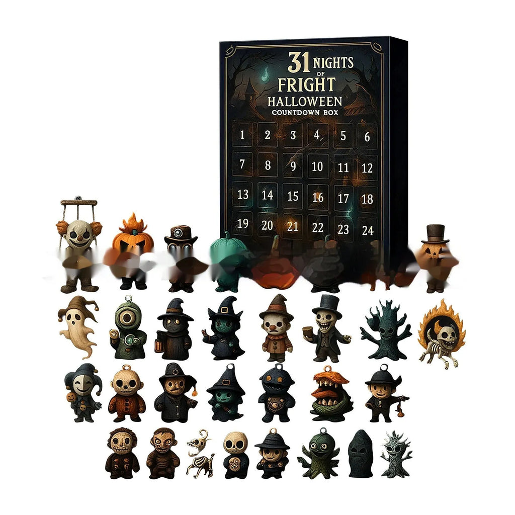 Halloween countdown blind box advent calendar with horror doll design for 31-night display