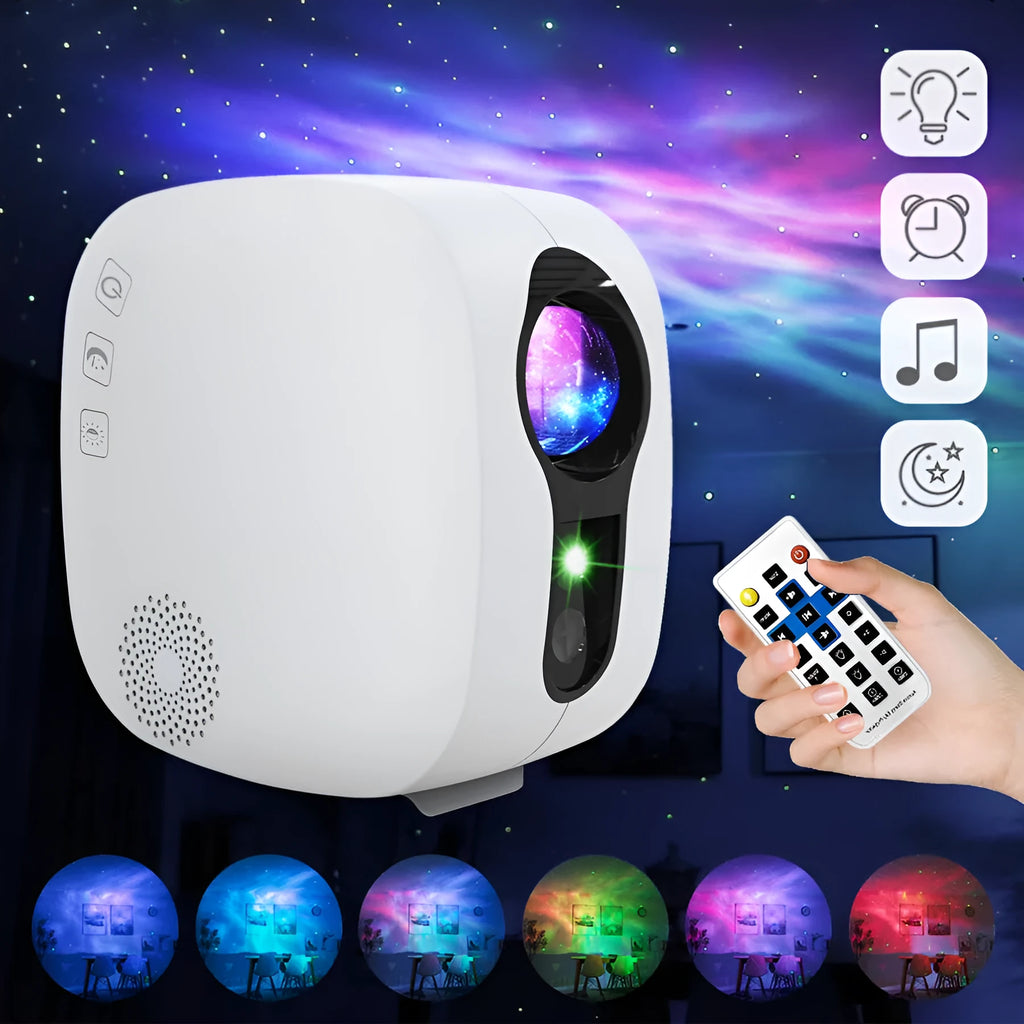 Black or white laser star projector with Bluetooth music playing and nebula moon effects