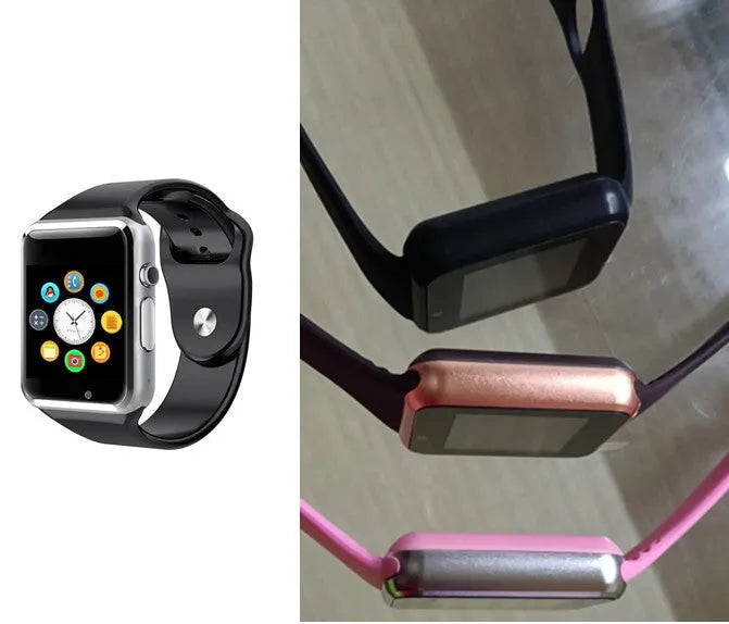 A1 Smart Watch for Android with phone call functionality, GSM SIM support, and camera in multiple colour options