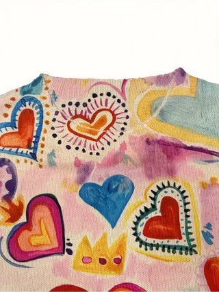 Loose-fit lapel-collar top for digital printing in polyester fabric
