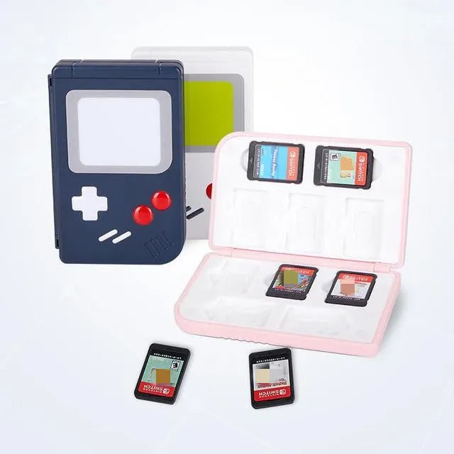 Nintendo Switch game card storage box in blue hard shell case
