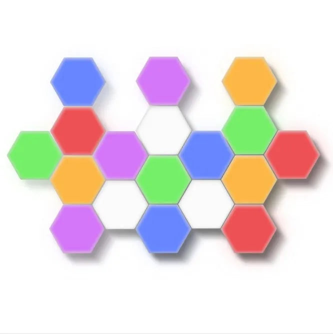 Helios modular honeycomb wall lamp with hexagonal ABS panels in modern minimalist design