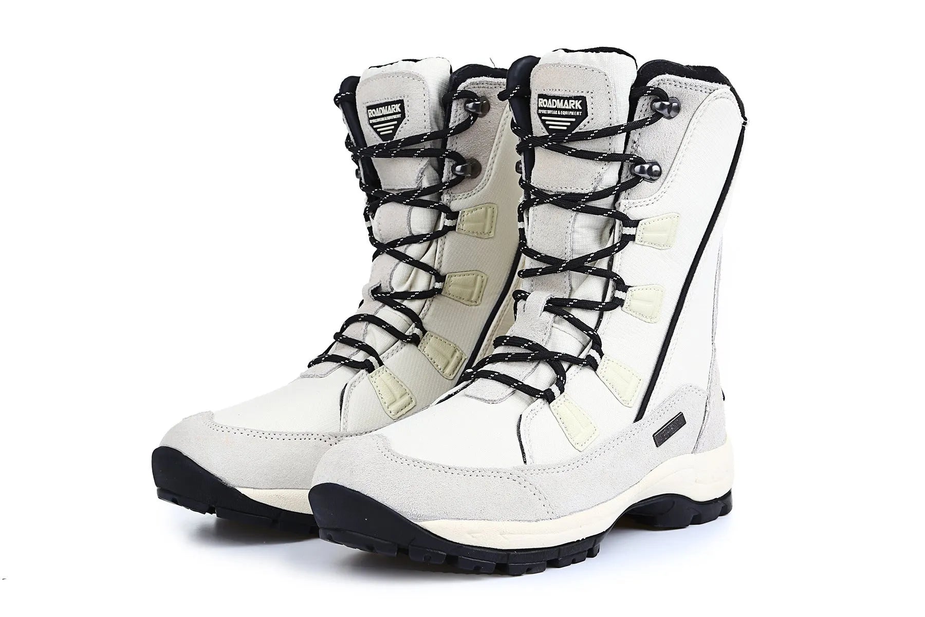 Women's mid-calf thermal snow boots in genuine leather with round toe, available in multiple colours