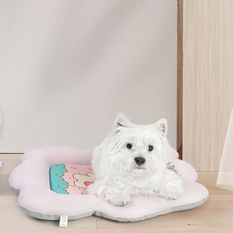 Green or pink pet cooling mat for dogs and cats in four sizes from 56cm to 86cm