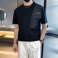 Men's summer short sleeve T-shirt, cotton-linen blend, loose fit, round neck, solid black or white