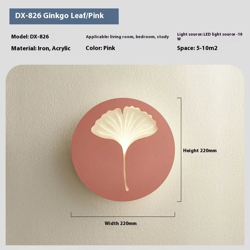 Modern wall lamp with acrylic shade and iron construction in white or pink colour options