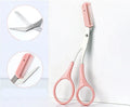 Eyebrow trimming knife with curved moon shape and comb for eyebrow grooming