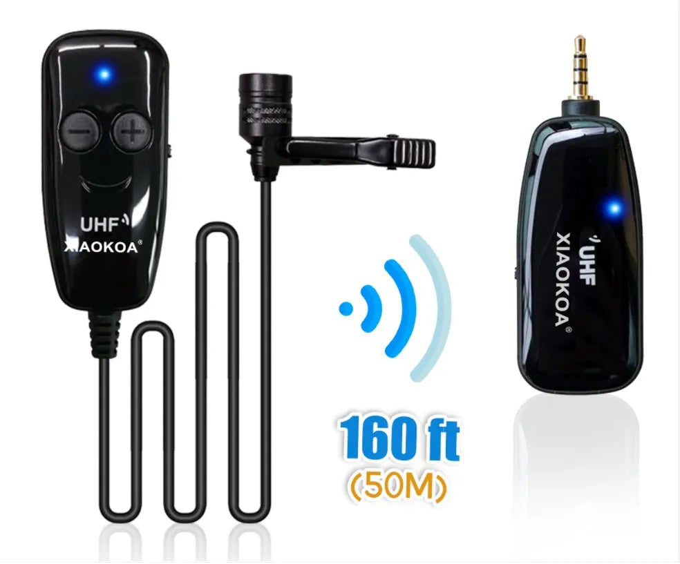 Black lavalier microphone with 3.5mm jack for mobile phones