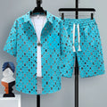 Men's casual sports shorts set with matching top in polyester fabric