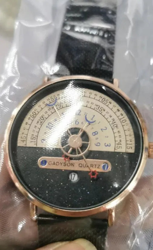 M-1288 men's sport watch with round 40mm dial, alloy case, and choice of stainless steel or leather strap.